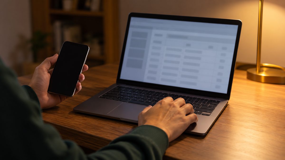 スマートフォンの回線でノートPCの接続を試す手元